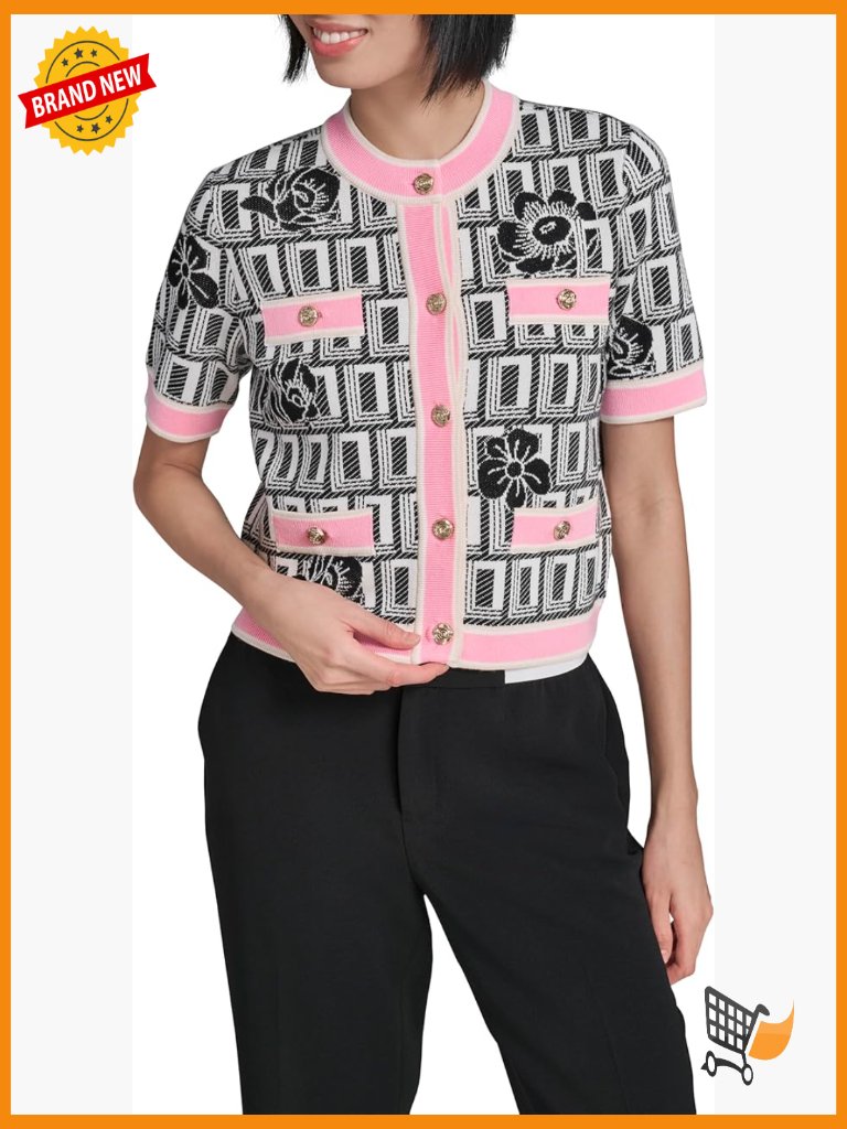 Bright Cardigan With Floral Detailing - Soft Knit Layering Piece
